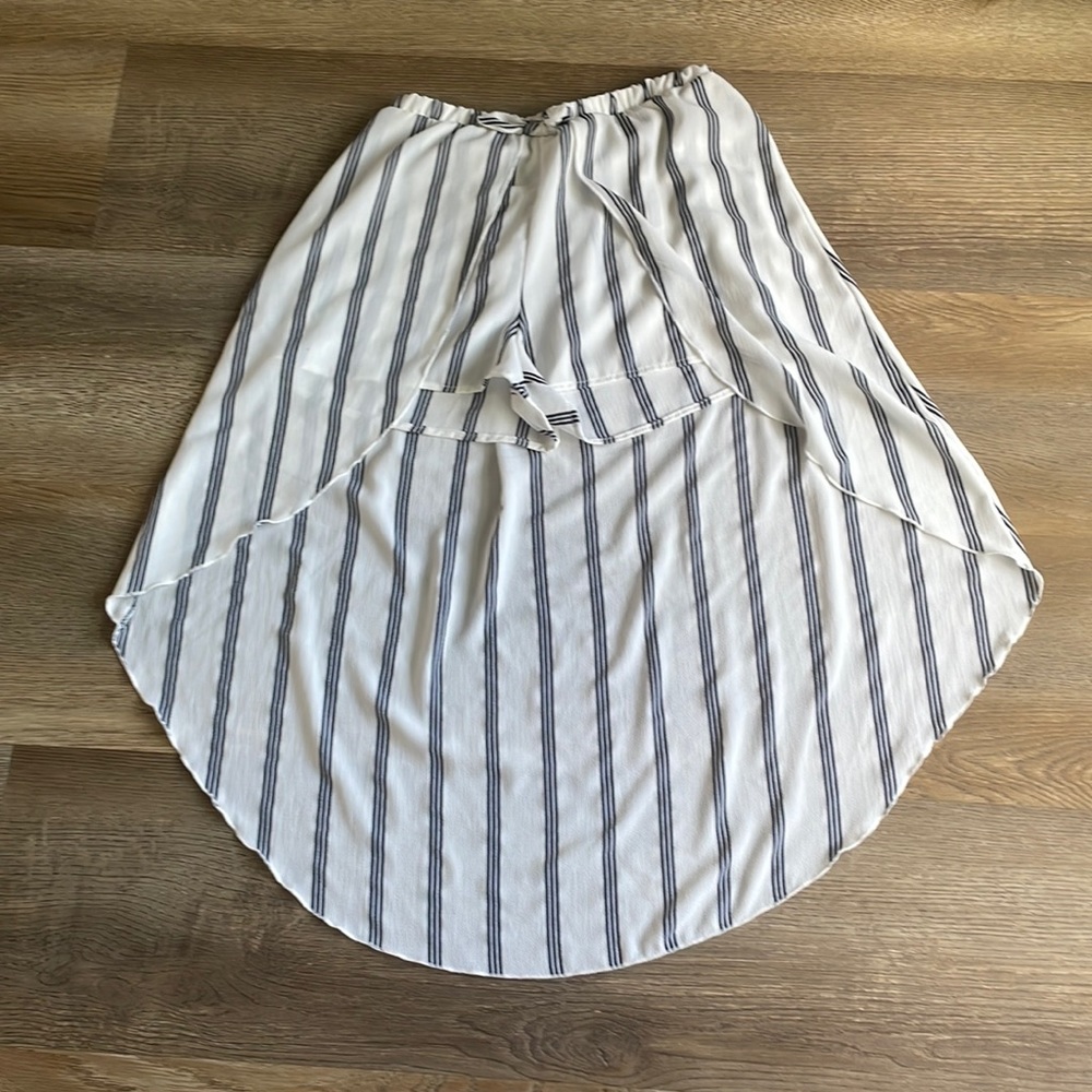 White with Black Stripes Long Dress Skort